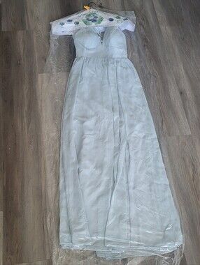 Azazie Aaida Chiffon floor length dress in Mist Light Blue